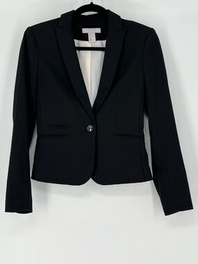 H&M Black Women's Tailored One-Button Blazer